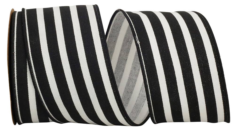 Stripe Classic Wired Edge, Black, 2-1/2 In, 10 Yards