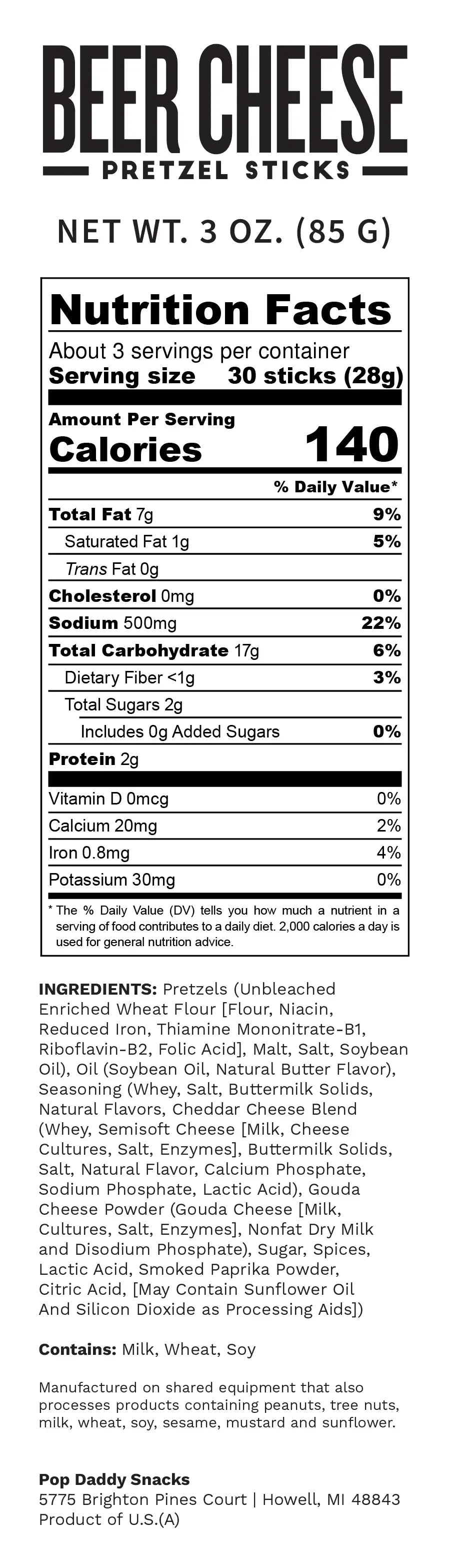 Pop Daddy – Beer Cheese Pretzels (3 Oz.)