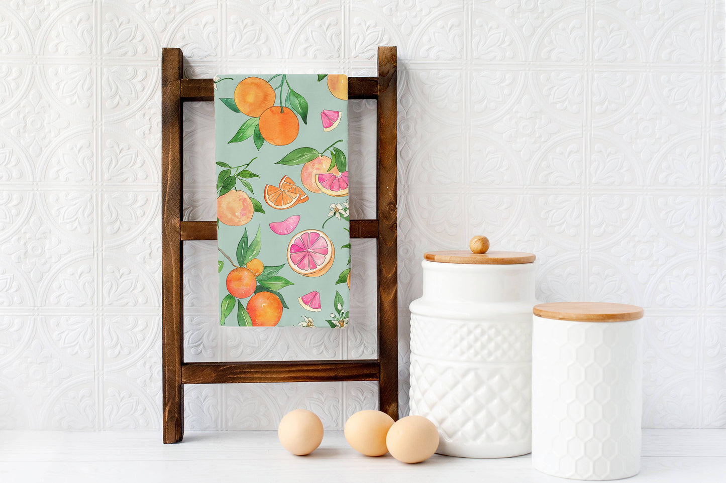 Grapefruit & Oranges Tea Towel Summer Fruit Kitchen Decor