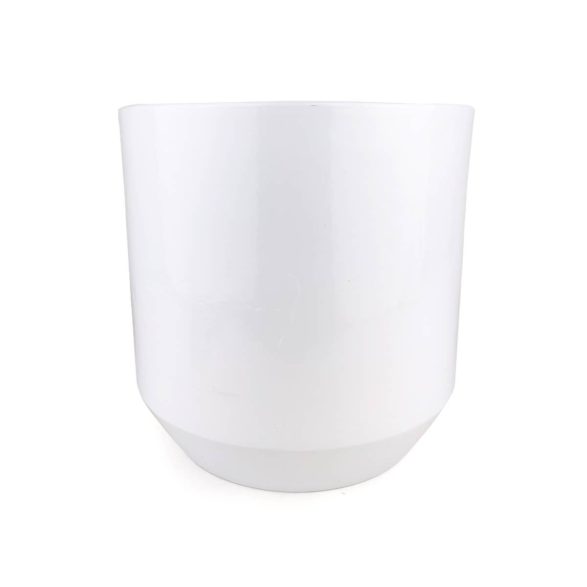 White Ceramic Pot with Wooden Stand - Pot for Houseplant