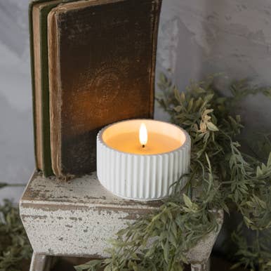 3D FLAME RIBBED CEMENT CANDLE