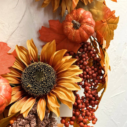Fall Harvest Pumpkin/Sunflower Wreath 24"