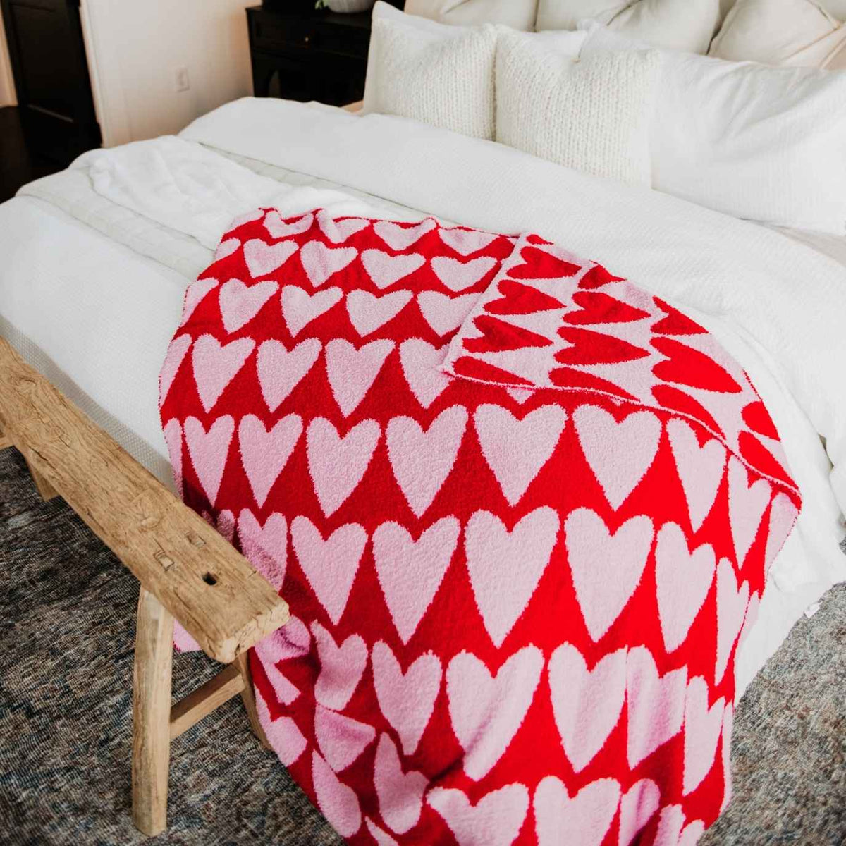 Girly Red Hearts Valentine's Oversized Throw Blanket