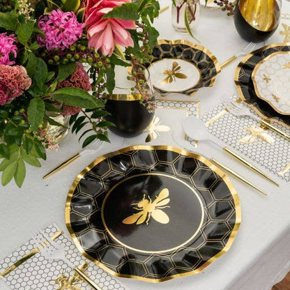 Honeybee Wavy Paper Dinner Plate/8pk