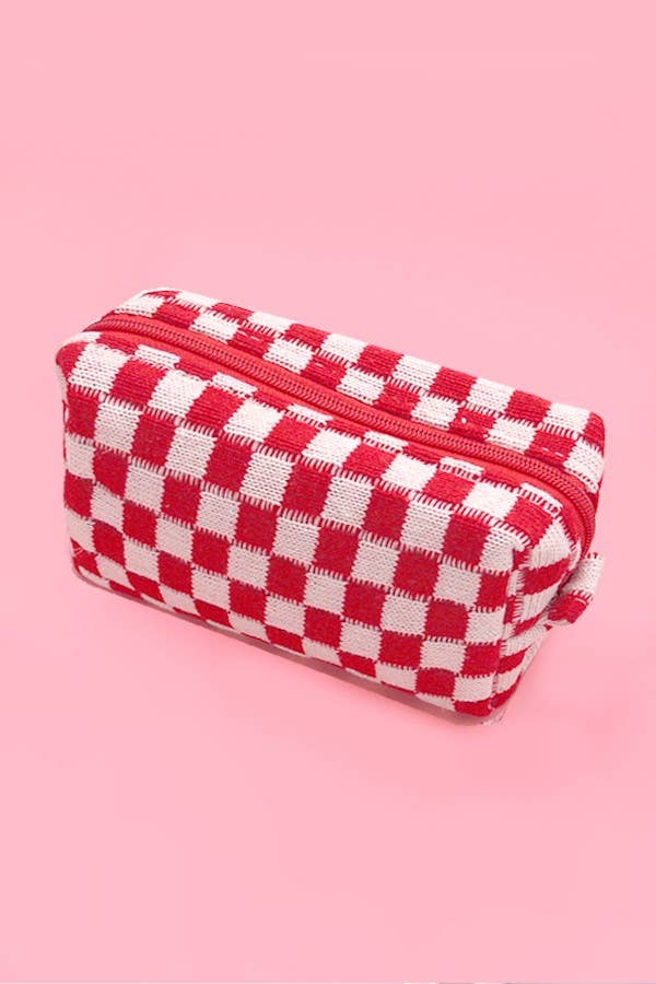 CHECKER GINGHAM MAKEUP COSMETIC POUCH BAG
