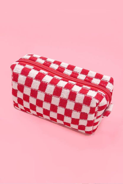 CHECKER GINGHAM MAKEUP COSMETIC POUCH BAG