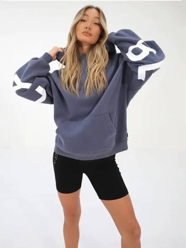 Fashionable Floral Printed Hooded Sweatshirt for Women