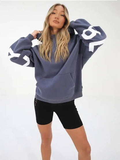 Fashionable Floral Printed Hooded Sweatshirt for Women