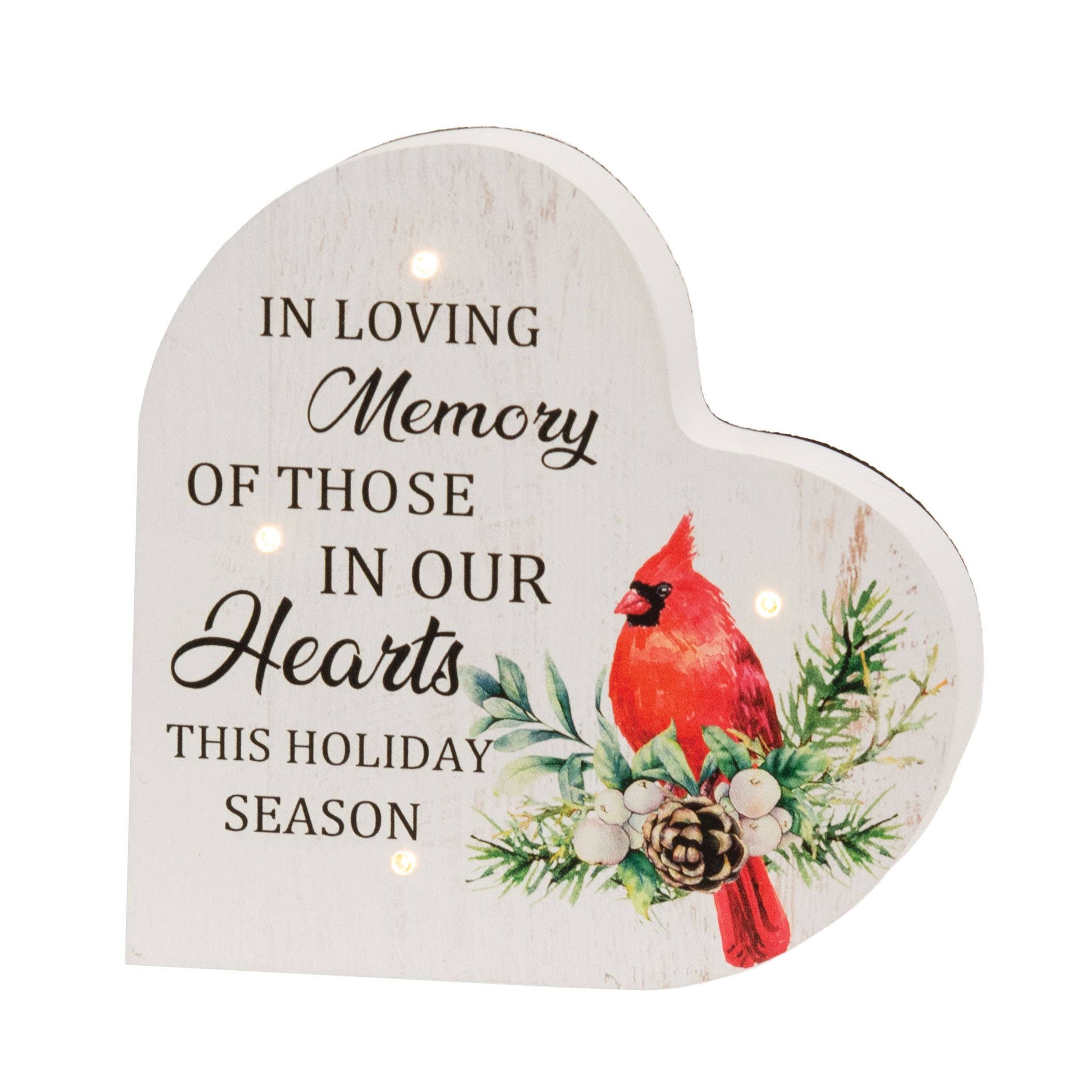 Cardinal Heart Sitter W/ LED Lights