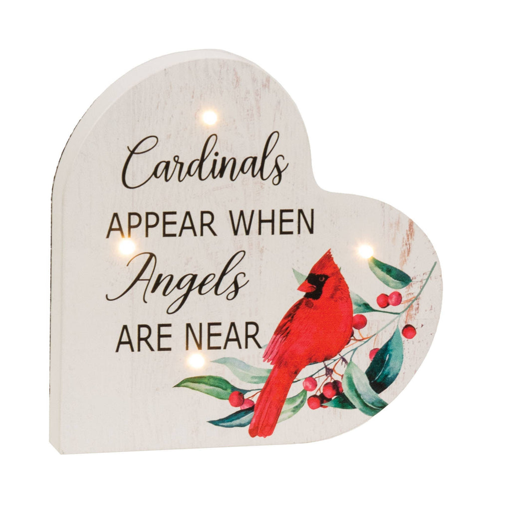 Cardinal Heart Sitter W/ LED Lights