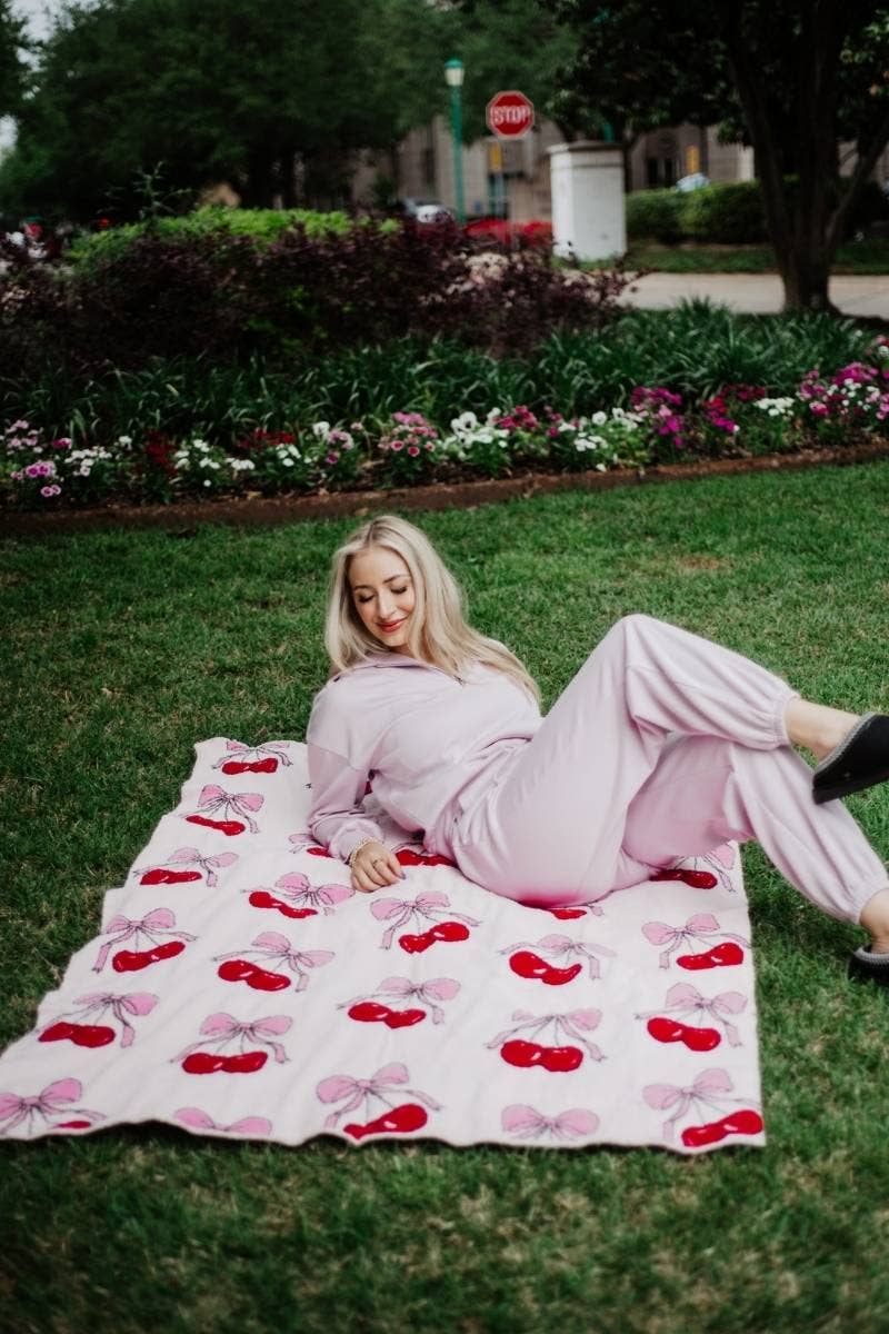 Cherry Bows All Over Soft Wholesale Blanket