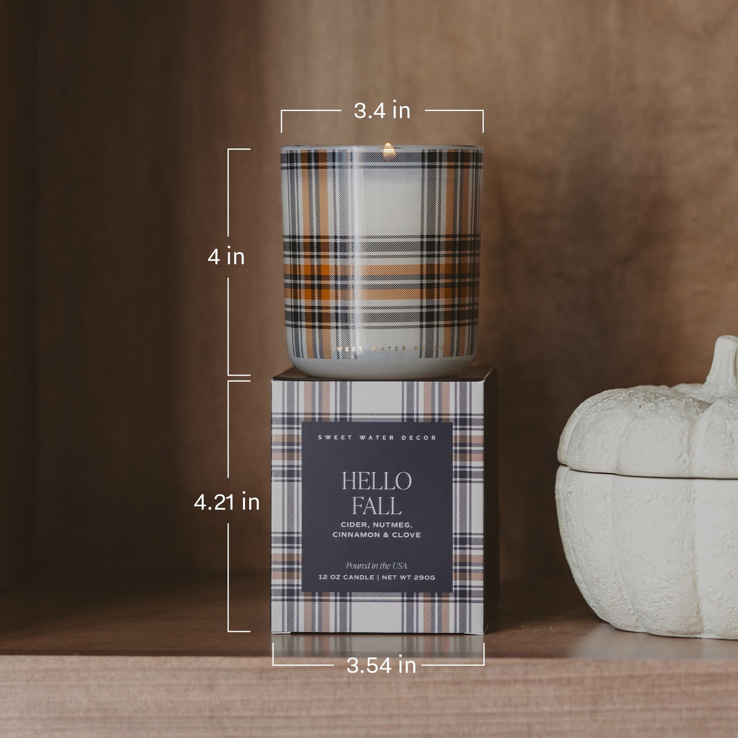 Fall Leaves Soy Candle - Boxed Amber Tinted Glass Jar - 12 oz