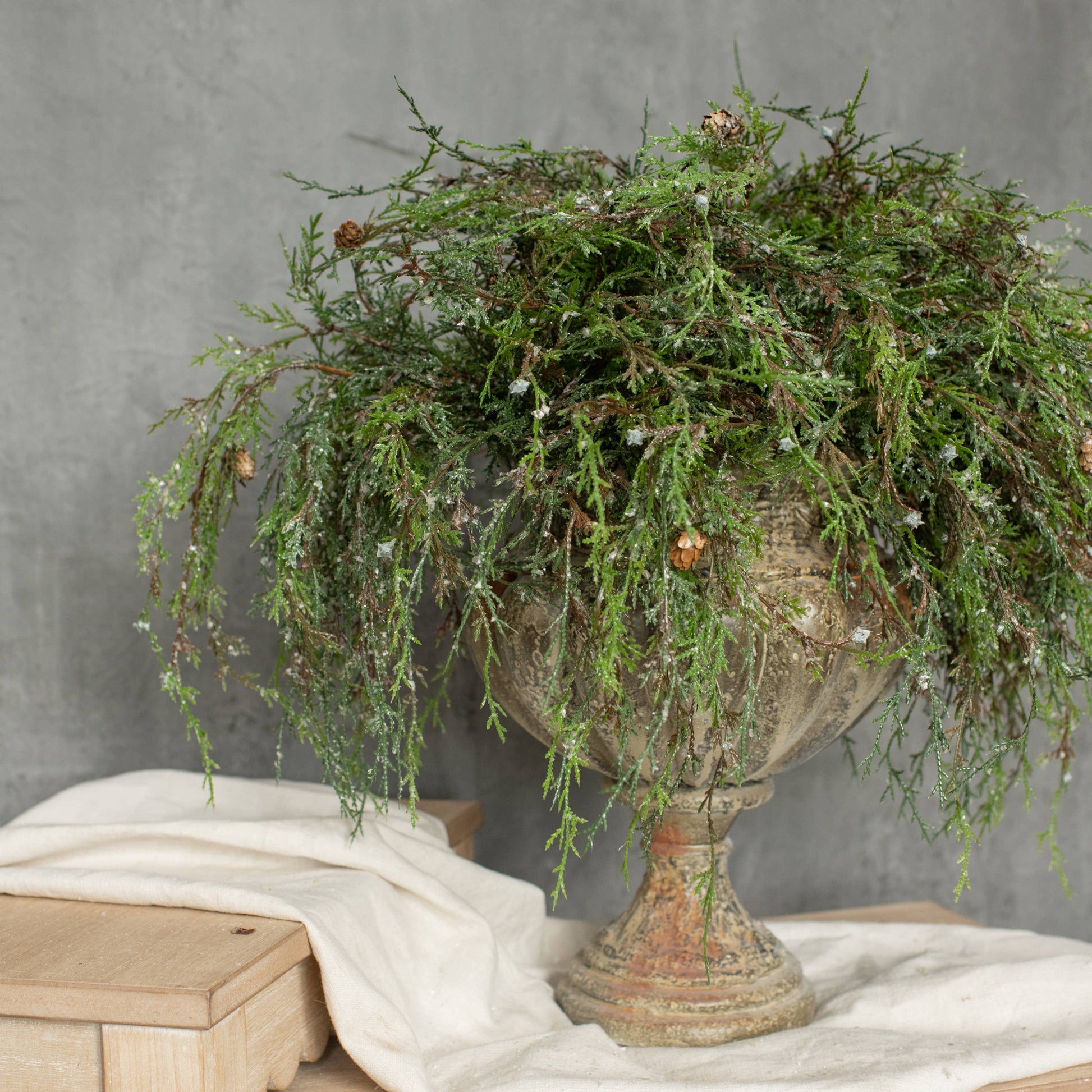 17"  WEEPING CEDAR PICK WITH SNOW