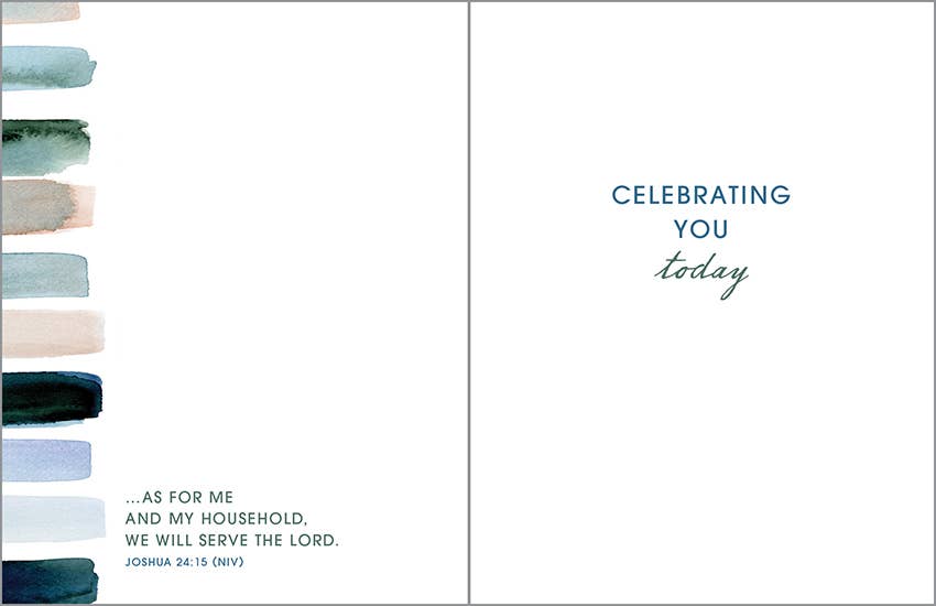 With Scripture Father's Day Greeting Card - Soft Blue Stripe