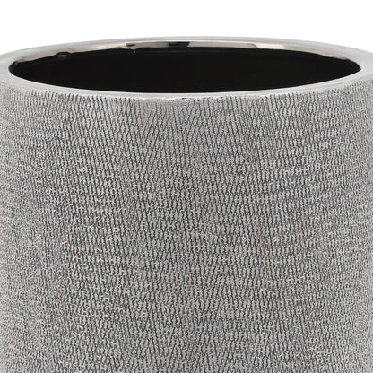 Planters Set of 2 - Silver Ceramic Footed Scratched, 6/8 in.