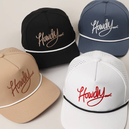 Howdy Embroidered Premium Materials Rope Strap Trucker Hat