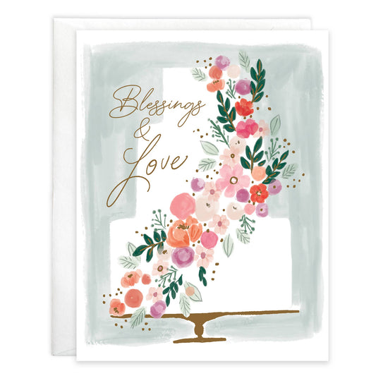 With Scripture Wedding Greeting Card - Tiered Love Cake