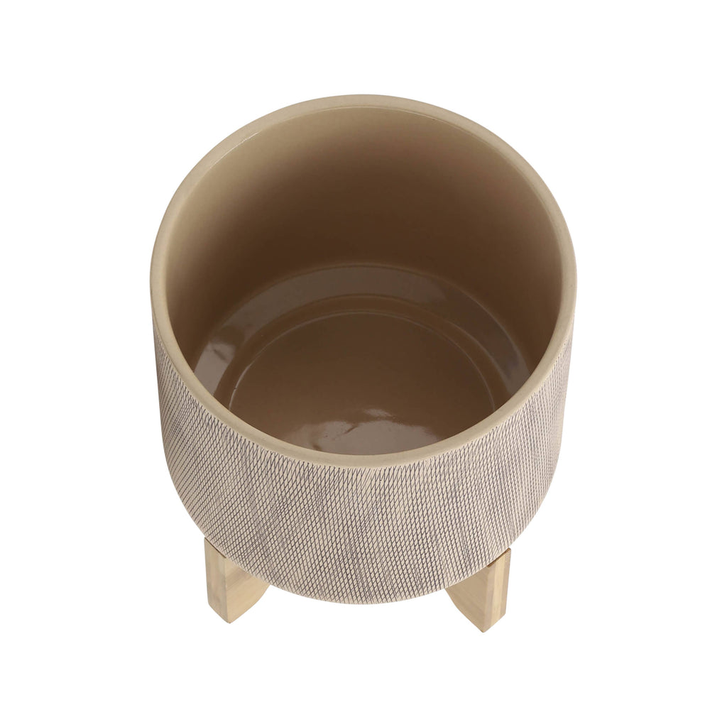 Planters On Stands Set of 2 - Tan Ceramic Mesh, 5/8 in.