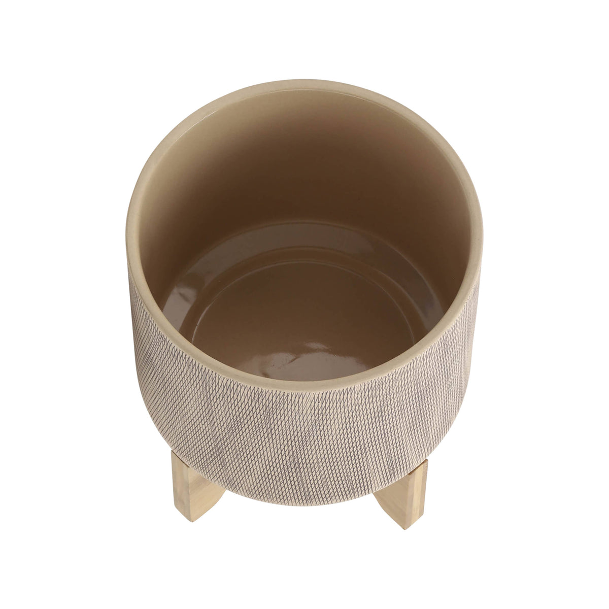 Planters On Stands Set of 2 - Tan Ceramic Mesh, 5/8 in.