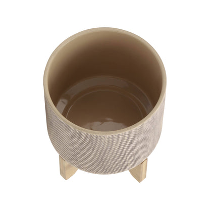 Planters On Stands Set of 2 - Tan Ceramic Mesh, 5/8 in.