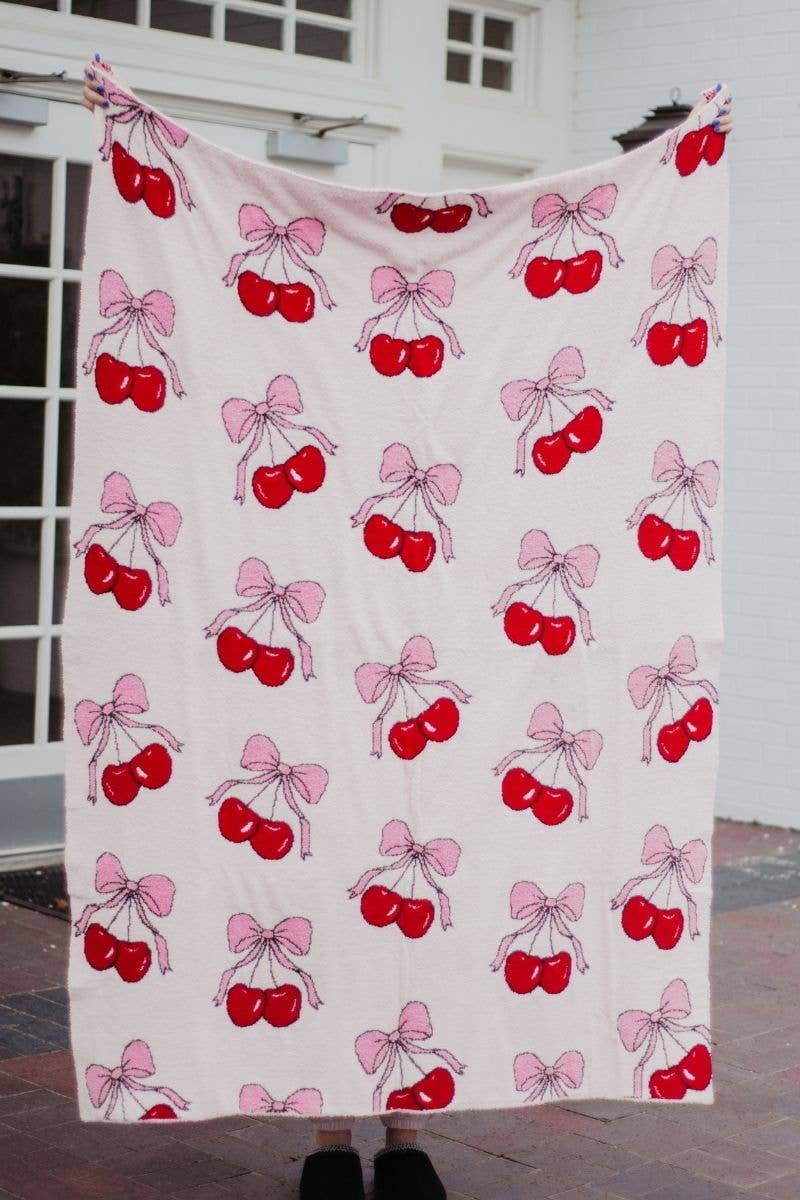 Cherry Bows All Over Soft Wholesale Blanket