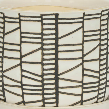 Planters Set of 2 - Beige Ceramic Geometric Saucer, 6/8 in.