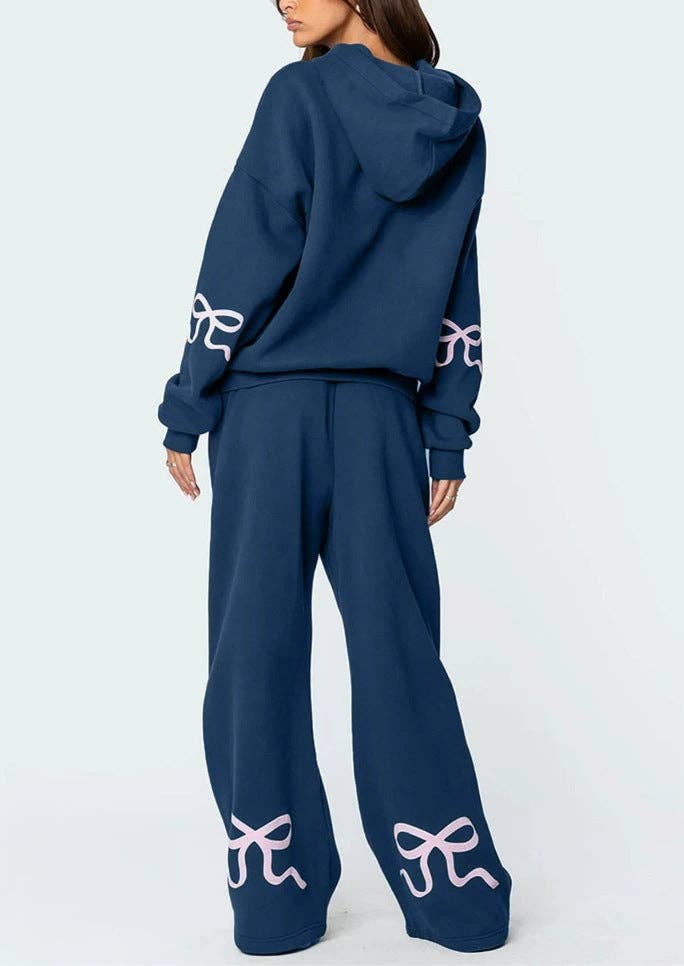 Trendy Casual Long Sleeve Loose Hoodie & Wide Leg Pants Set