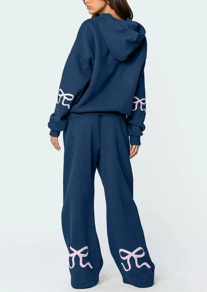 Trendy Casual Long Sleeve Loose Hoodie & Wide Leg Pants Set