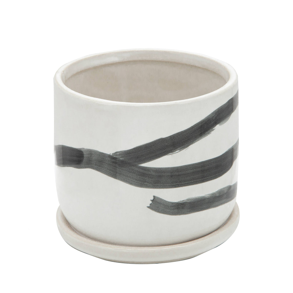 Planters Set of 2 - White Ceramic Painted Saucers, 5/6 in.