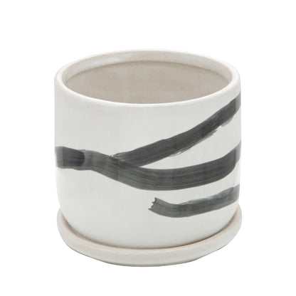 Planters Set of 2 - White Ceramic Painted Saucers, 5/6 in.