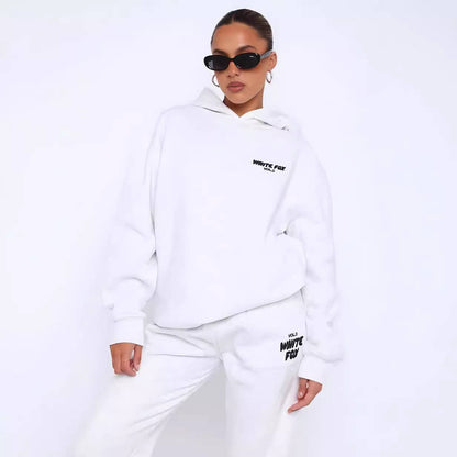 Fashionable Sports Hooded Sweatshirt Two-Piece Set