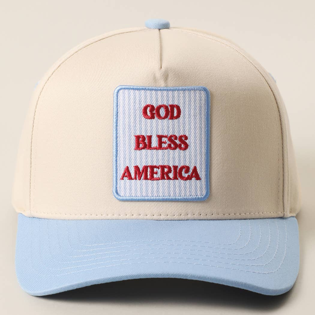 GOD BLESS AMERICA Embroidered Patch Two Tone Trucker Hat