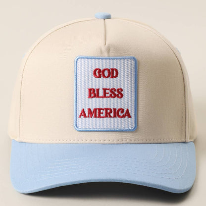 GOD BLESS AMERICA Embroidered Patch Two Tone Trucker Hat