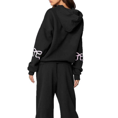 Trendy Casual Long Sleeve Loose Hoodie & Wide Leg Pants Set