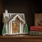 LIGHTED WOOD SNOWY HOLIDAY HOUSE