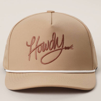 Howdy Embroidered Premium Materials Rope Strap Trucker Hat