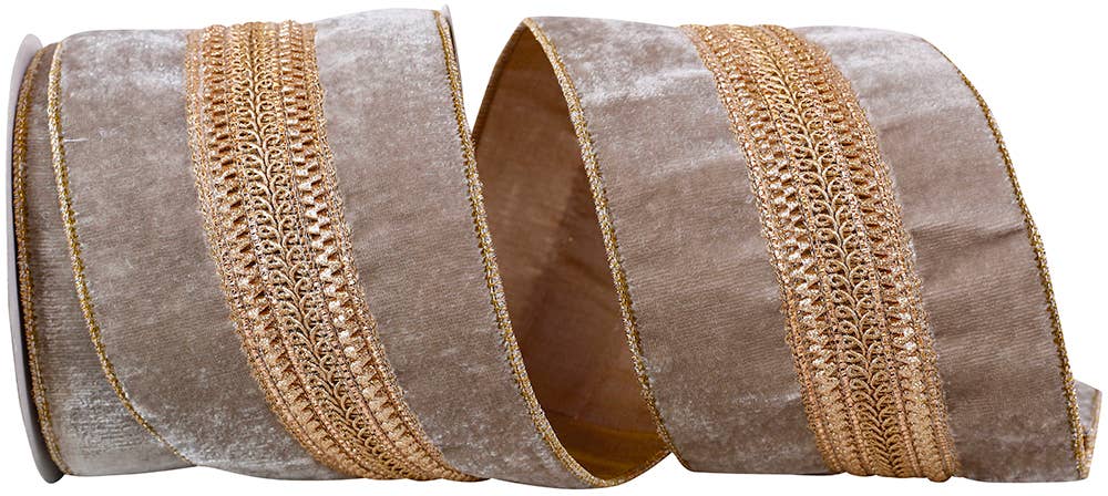 Regal Trim Plush Velvet Wired Edge, Grey, 4 In, 5 Yards