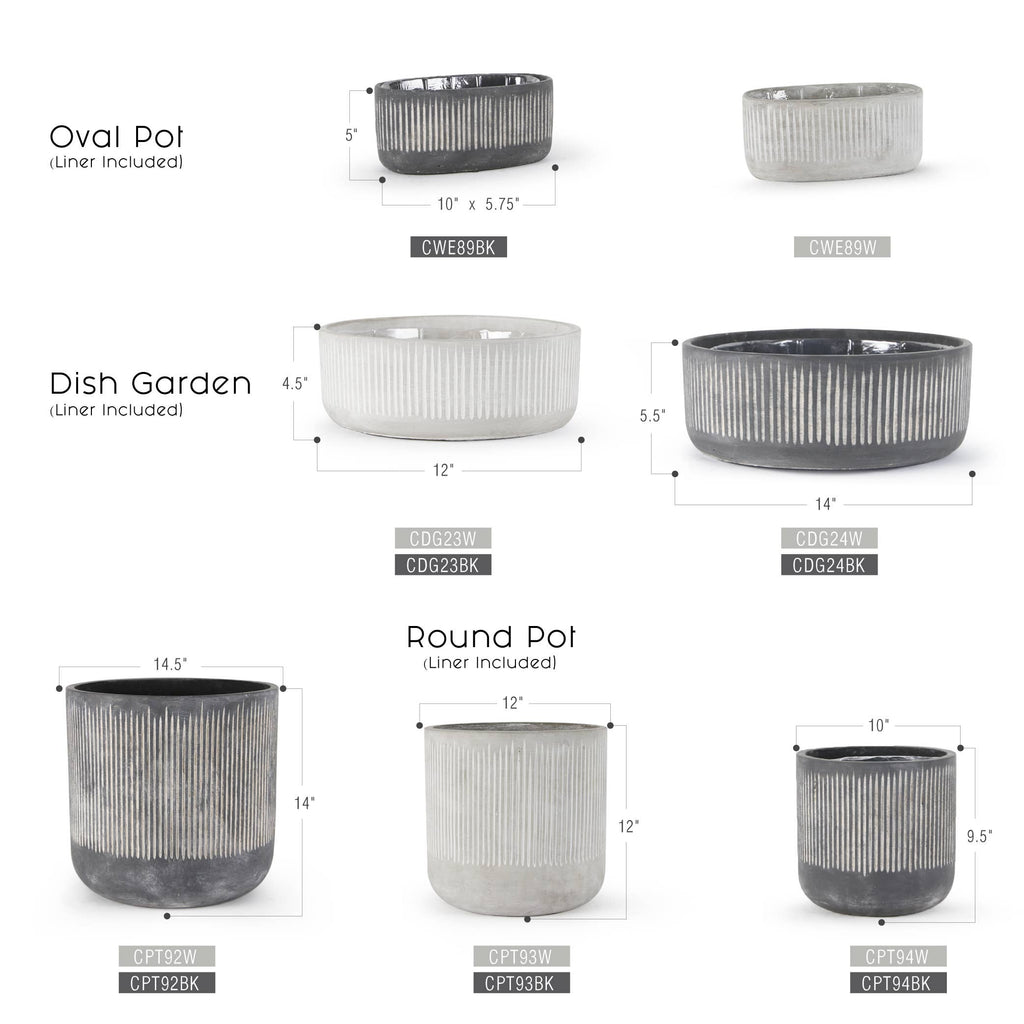 Ceramic Bamboo Ridged Planter - Oval Pot