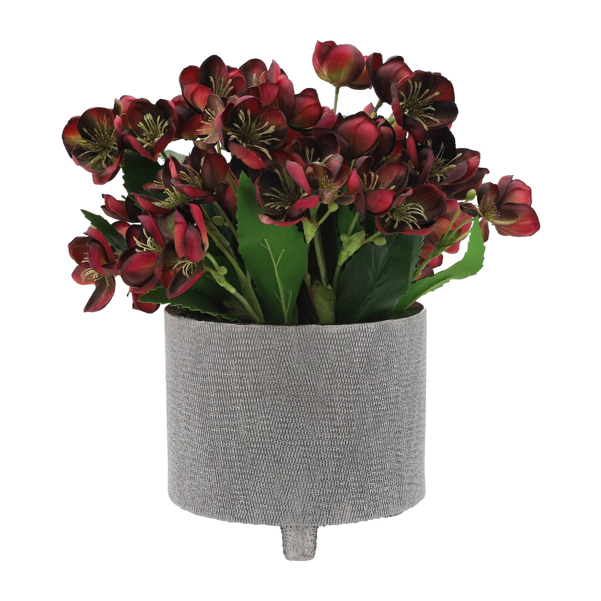 Planters Set of 2 - Silver Ceramic Footed Scratched, 6/8 in.