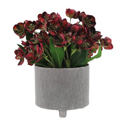 Planters Set of 2 - Silver Ceramic Footed Scratched, 6/8 in.