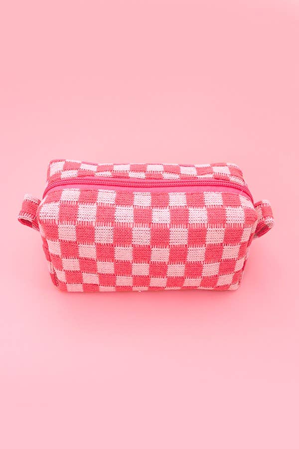 CHECKER GINGHAM MAKEUP COSMETIC POUCH BAG
