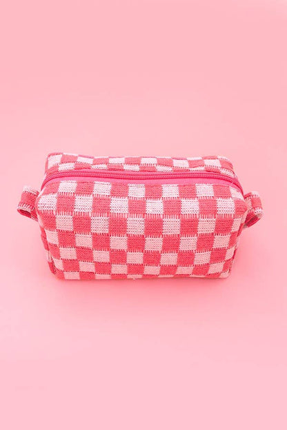CHECKER GINGHAM MAKEUP COSMETIC POUCH BAG