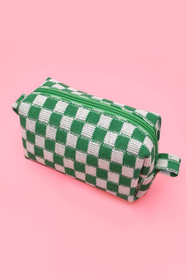CHECKER GINGHAM MAKEUP COSMETIC POUCH BAG