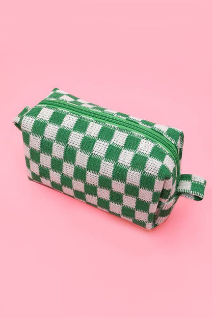 CHECKER GINGHAM MAKEUP COSMETIC POUCH BAG