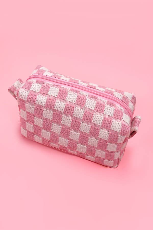 CHECKER GINGHAM MAKEUP COSMETIC POUCH BAG