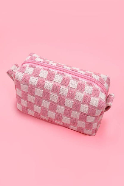 CHECKER GINGHAM MAKEUP COSMETIC POUCH BAG