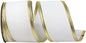 Velvet Dynasty Wired Edge Ribbon, White/gold, 2-1/2 In