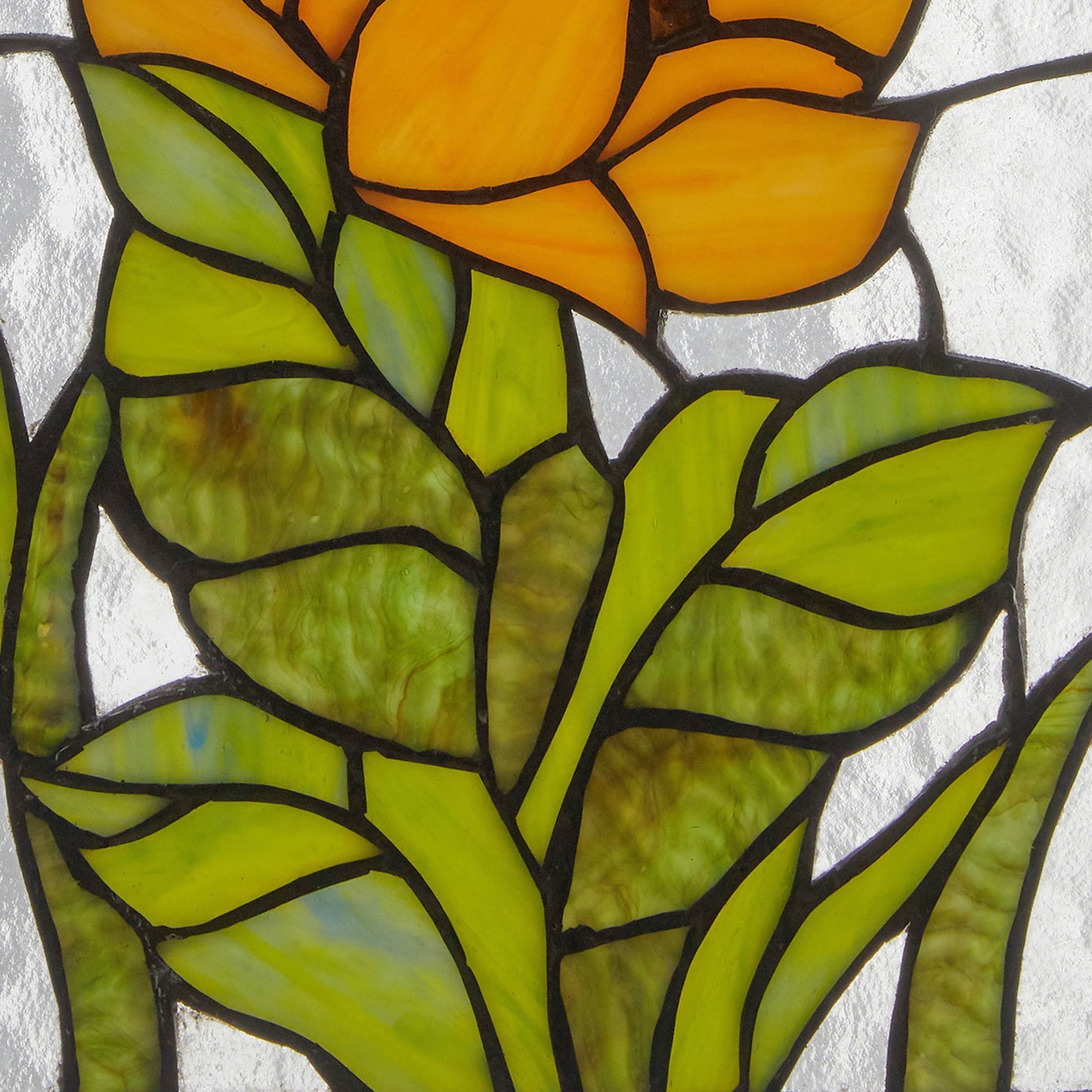 11.25”H Multicolored Sunflower Stained Glass Window Panel