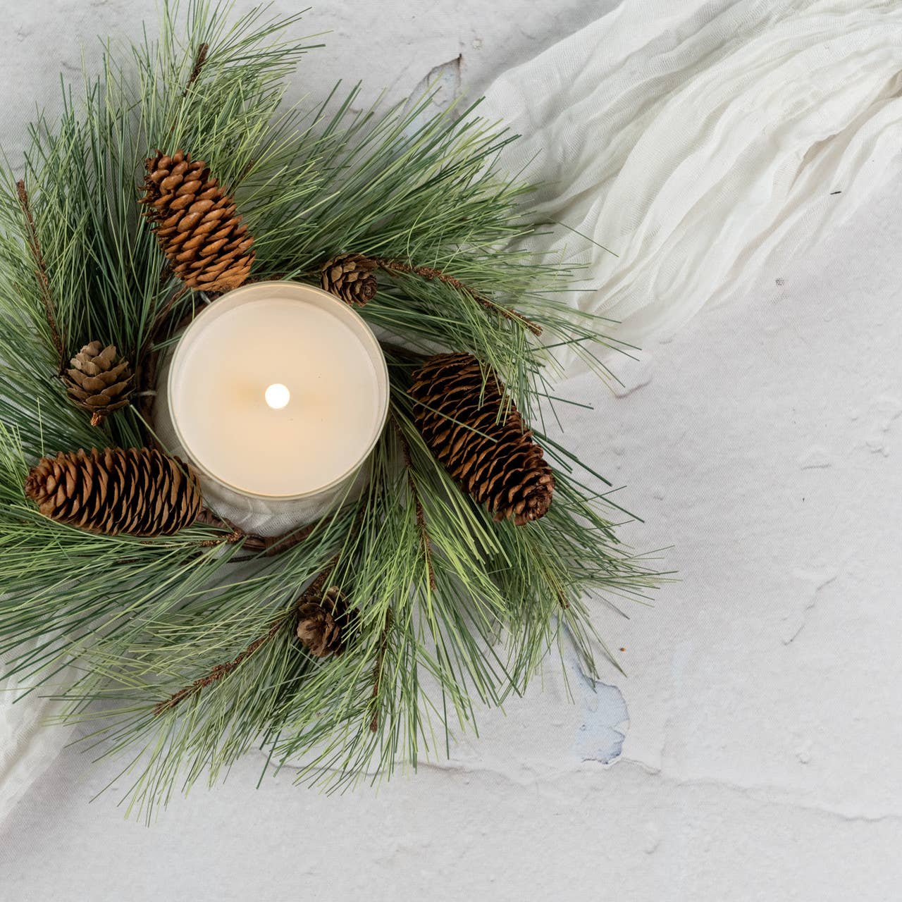 10"NEEDLE PINE CANDLE RING