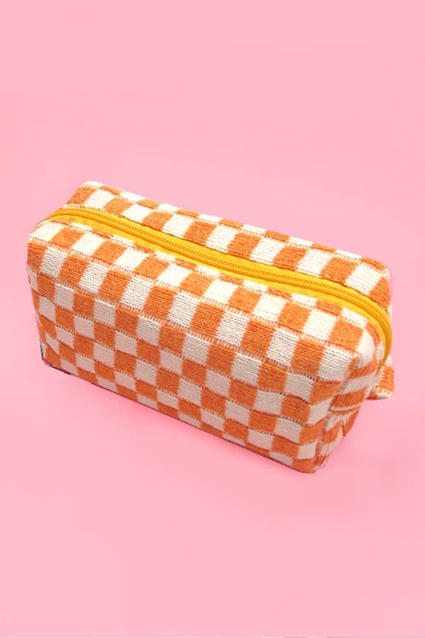 CHECKER GINGHAM MAKEUP COSMETIC POUCH BAG